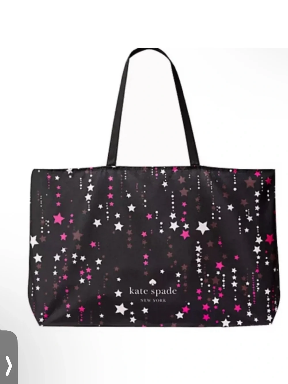 Kate Spade Black Fuchsia Pink Stars Print  Beach Travel Shopping Tote